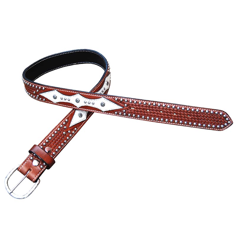 Pool’s western leather belt model spots basket crine