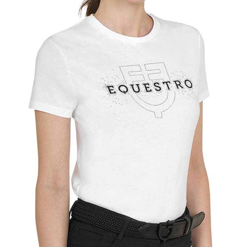 Equestro Cotton T-shirt with Rhinestone Logo - 9957