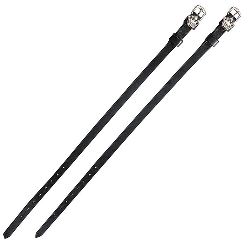 Spur straps in leather with decorative crown