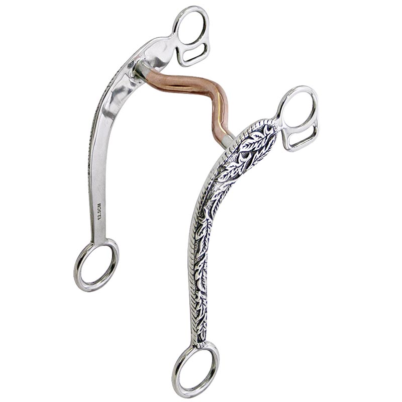 Full western bit with engravings copper mouthpiece