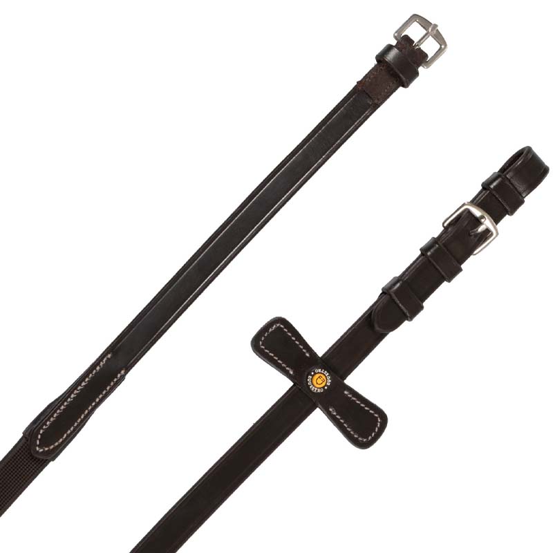 English Reins with Stoppers Equestro - leather and rubber grip - 2377