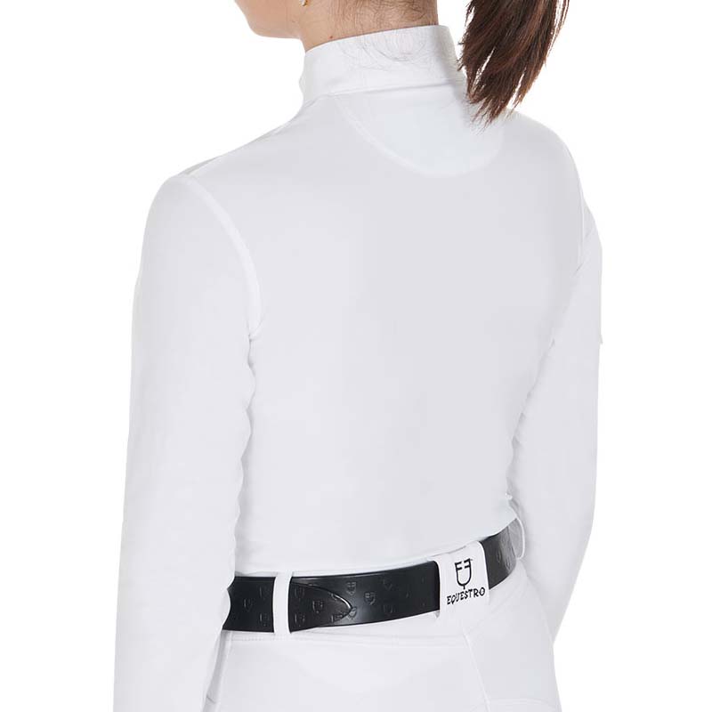 Equestro Show Polo for Girls Long sleeve w/fleece lining, model Warm+ - 9751