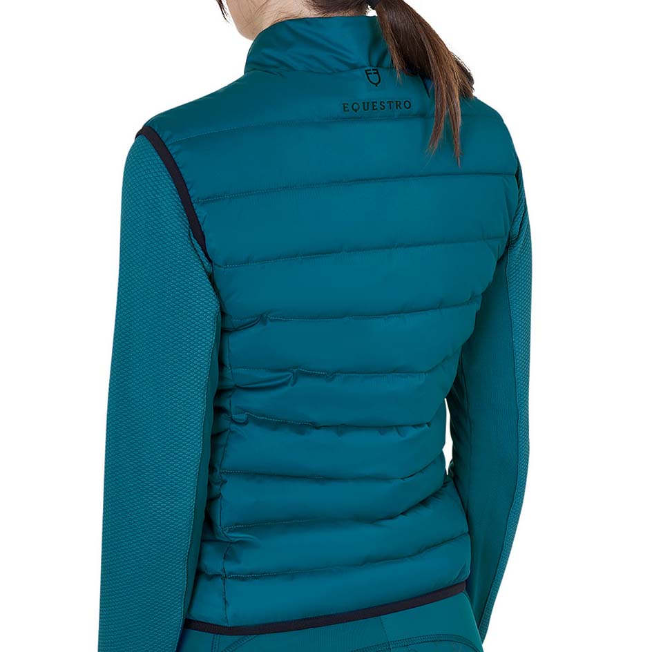 Equestro Women's Padded Vest w/contrast edges and zip - 9864
