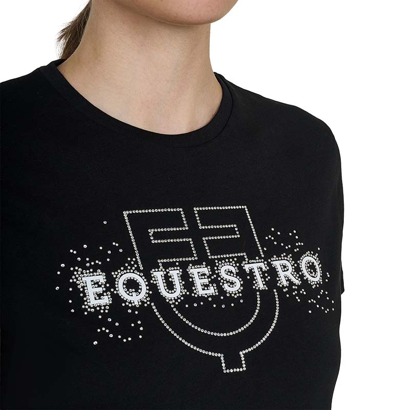 Equestro Cotton T-shirt with Rhinestone Logo - 9957