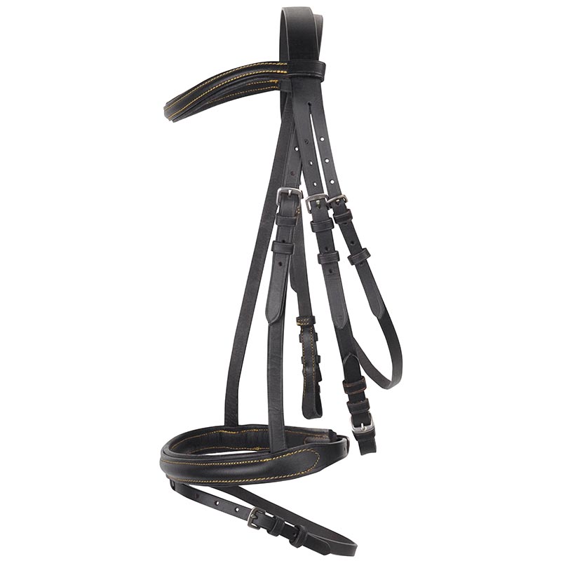 English bridle with decorative seams complete canvas reins - 3792