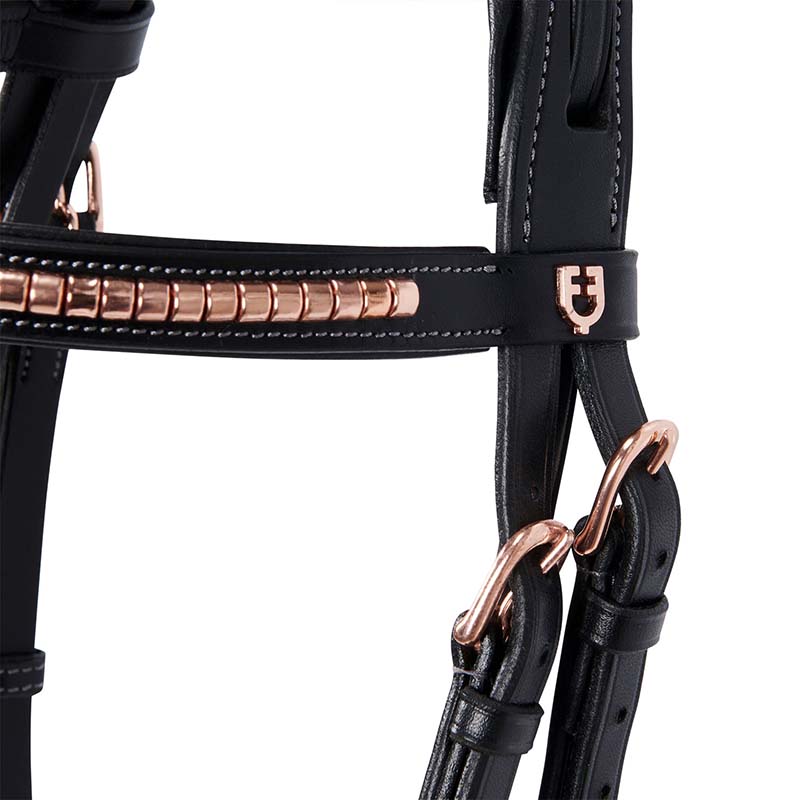 Equestro english bridle in leather with rose gold details - 2335
