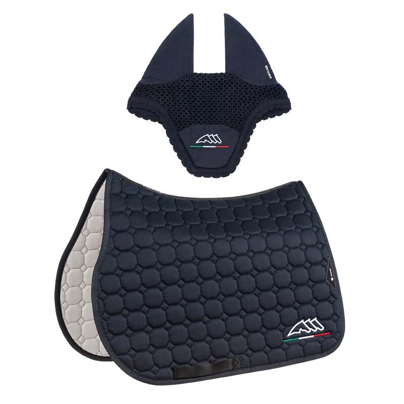 Equiline matching set saddle pad and fly veil model octagon