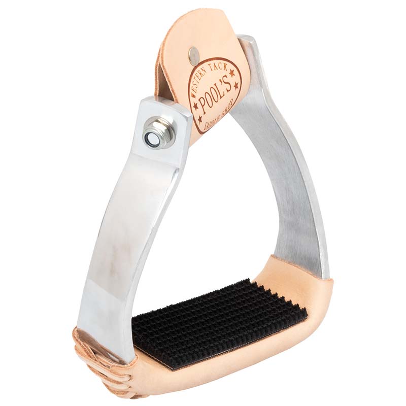 Pool’s barrel western stirrups in steel and leather - 5181