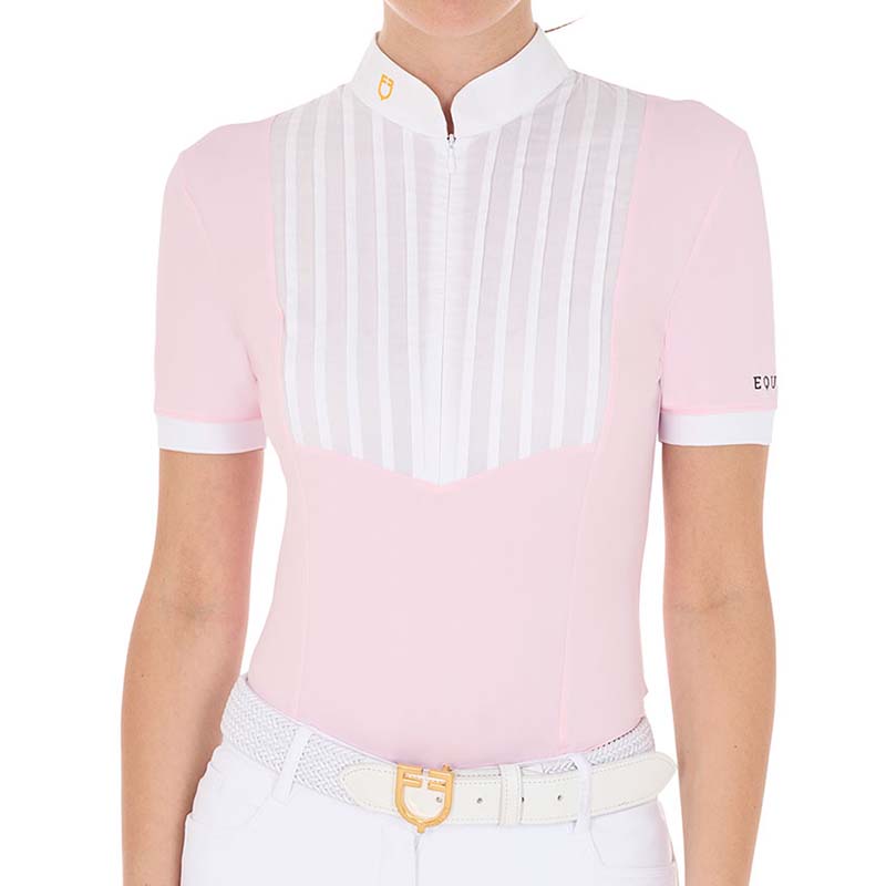 Equestro riding polo with pleated cotton for women