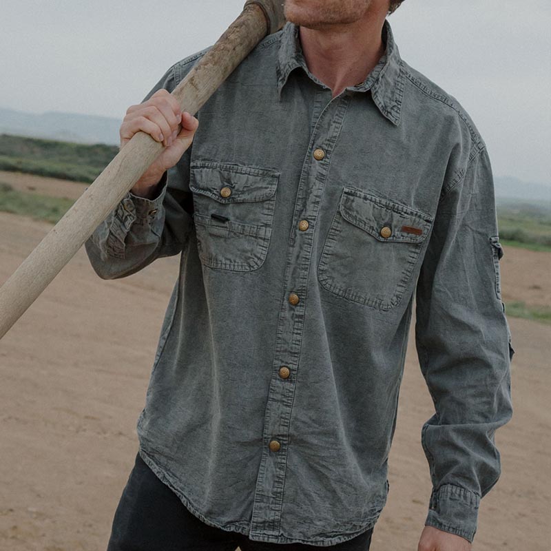 Australian shirt unisex canvas long sleeves grey