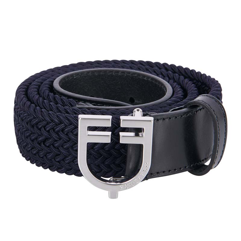 Equiline Unisex Elastic Belt in leather with Logo Buckle - 9819
