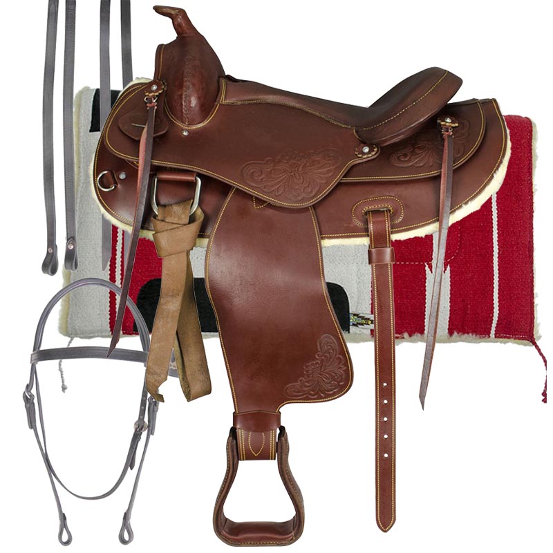 Lakota round skirt western saddle with accessories - 8152