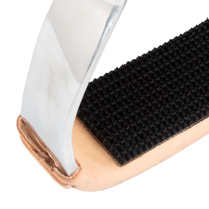 Pool’s barrel western stirrups in steel and leather - 5181