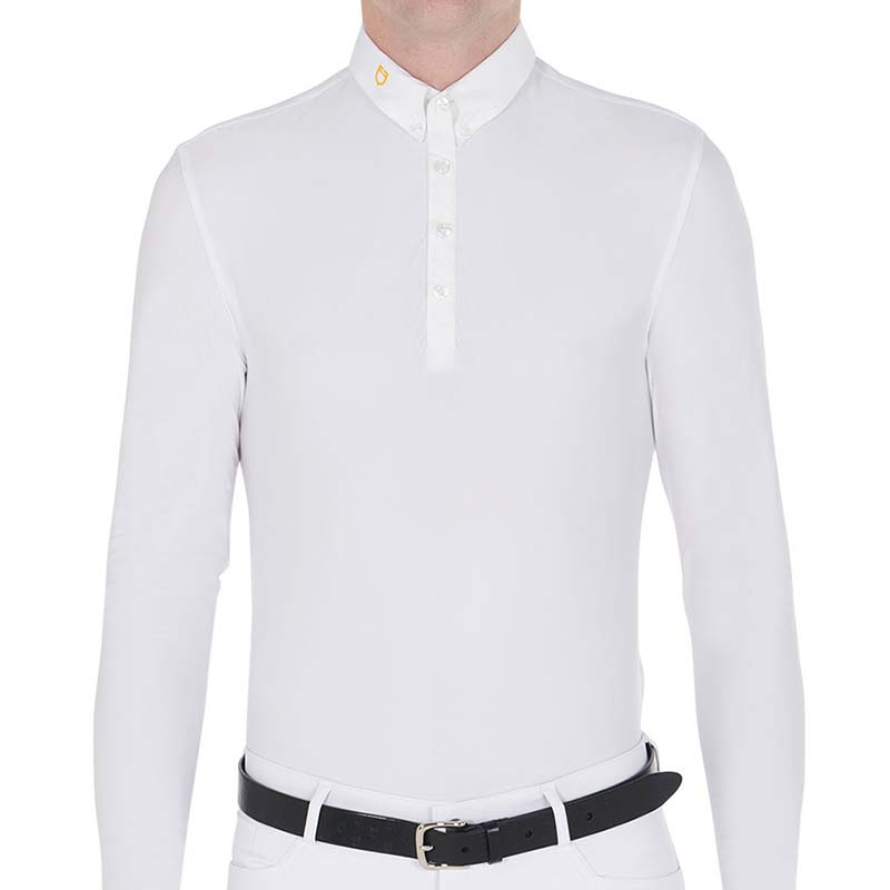 Winter Riding polo shirt for Men Equestro Warm+, long sleeve