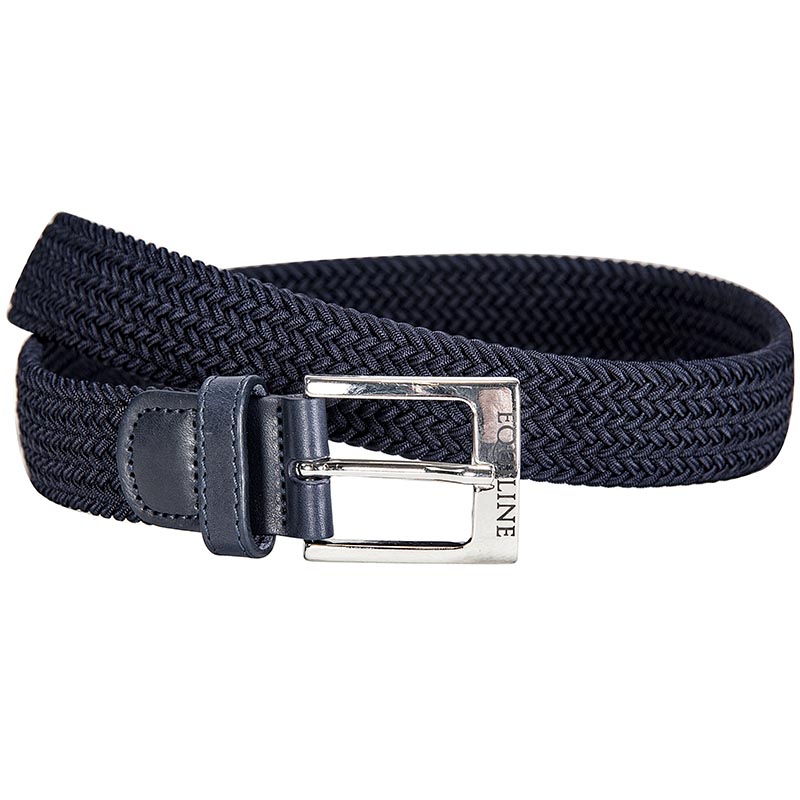 Elastic vowen belt unisex equiline one with end parts in leather