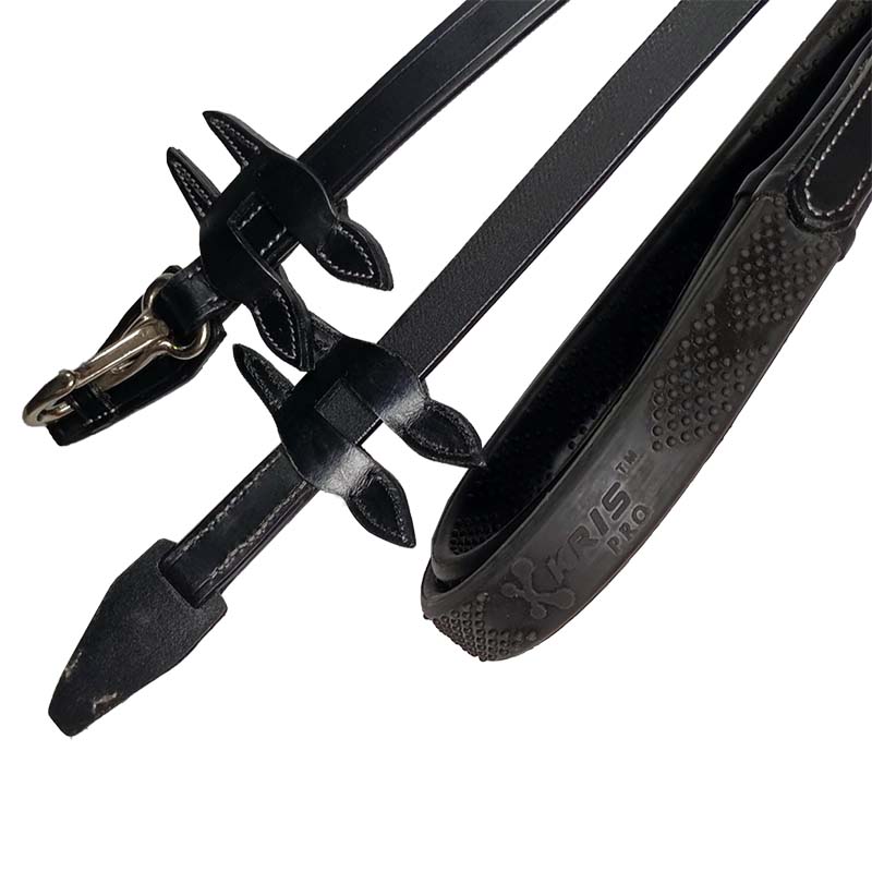 Leather and rubber reins horsena kris pro work