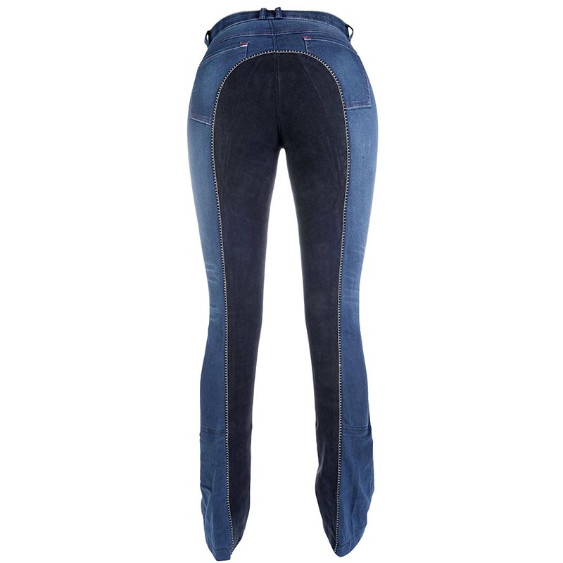 Riding stretch denim ladies jeans reinforced with suede - 4243