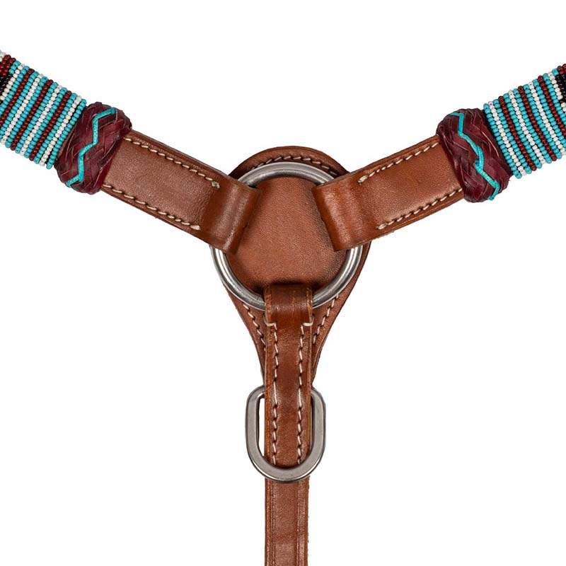 Western breastcollar leather with navajo beads - 4758
