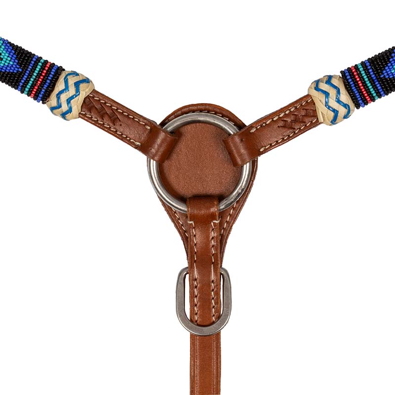 Western breastcollar in leather with navajo decoration - 4759