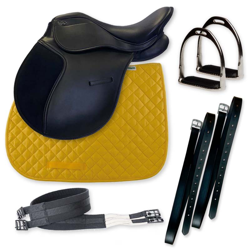 English saddle in faux leather full of customizable accessories - 8162