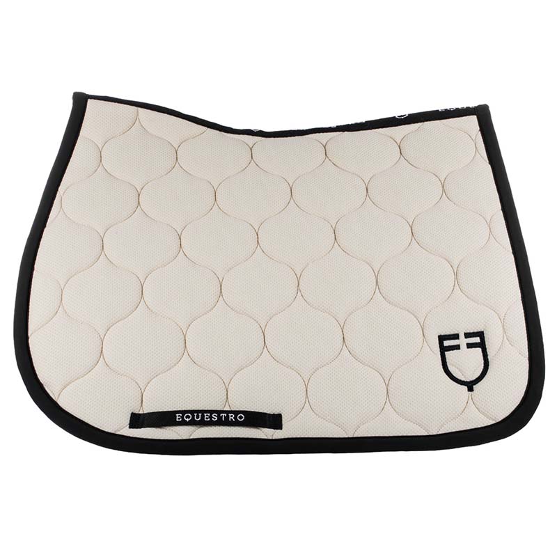 Equestro jumping saddle cloth perforated fabric black line edition - 3627