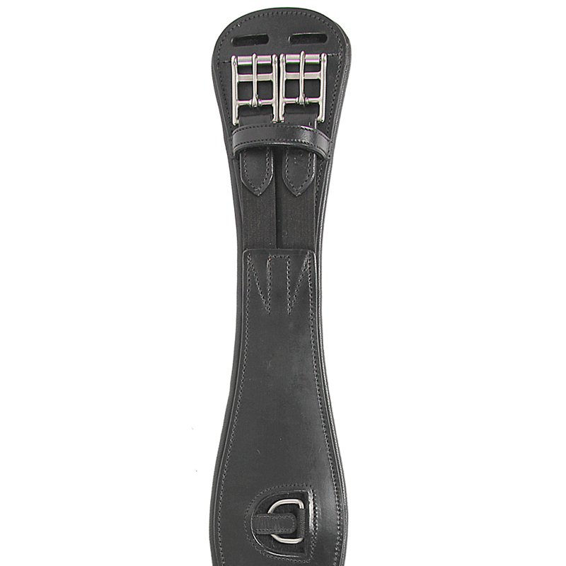 Short dressage girth with padded and contoured leather - 2851