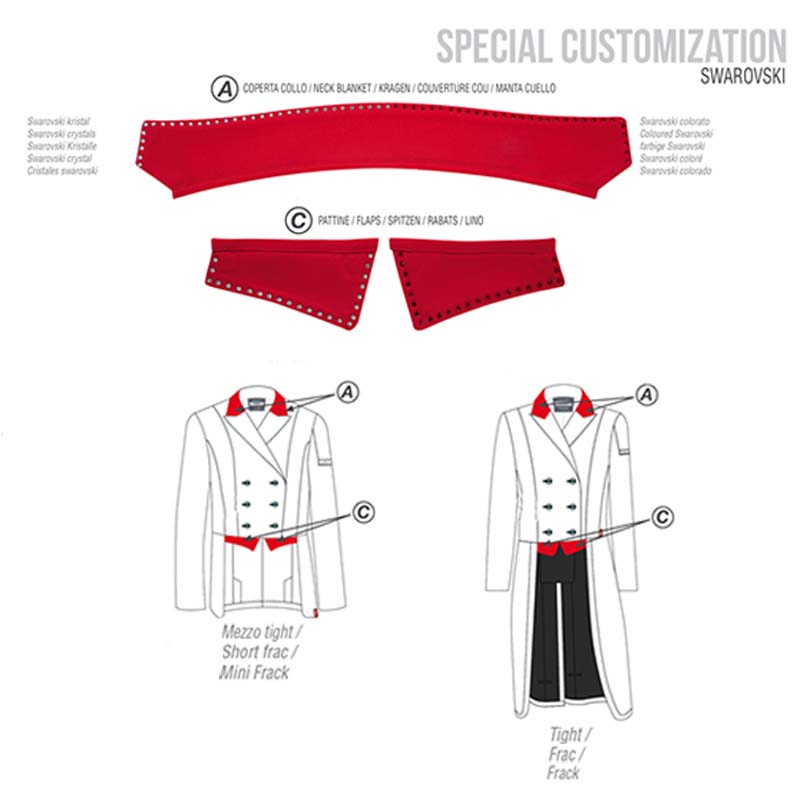 Customization animo frac with swarovski on collar and flaps - 3919