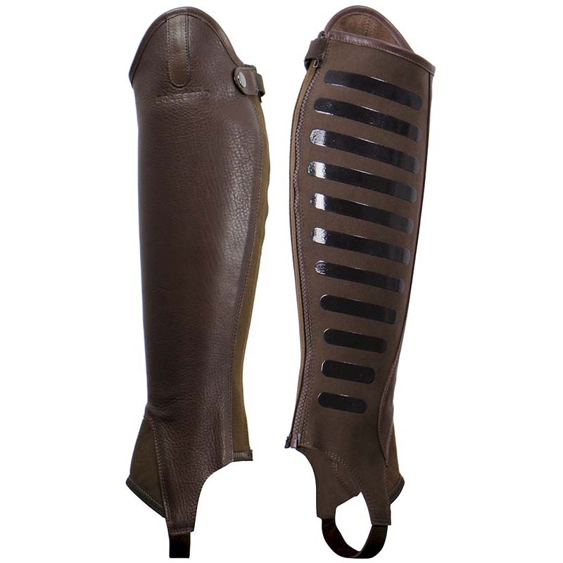 Equestro half chaps in leather with grip - 3552
