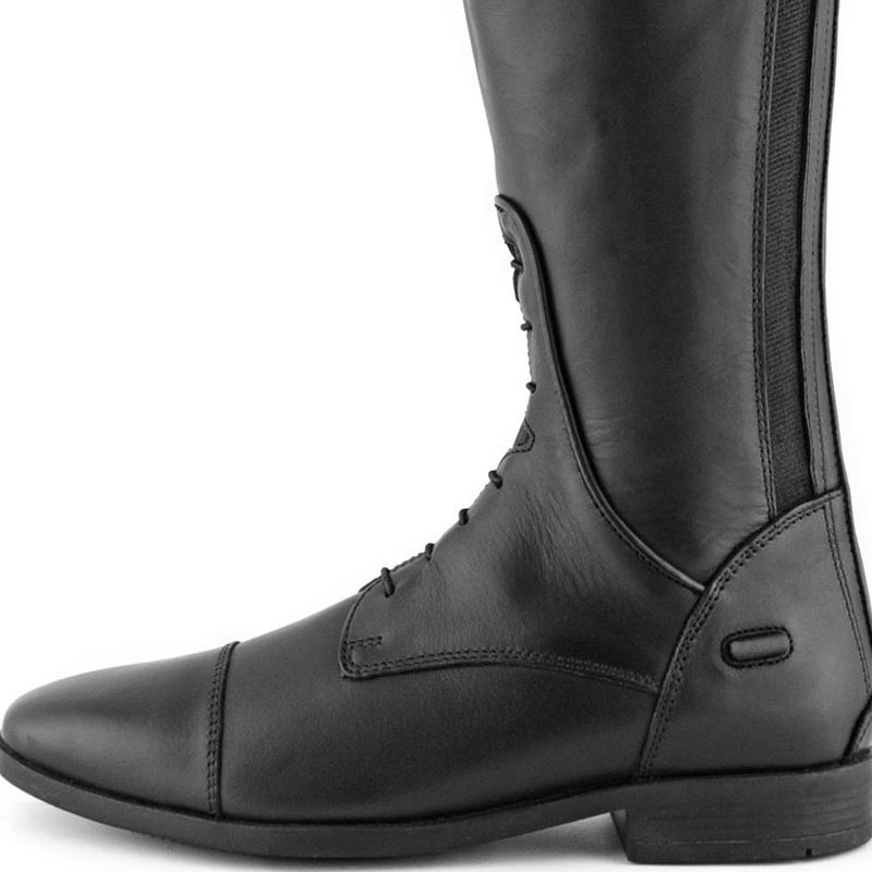 Derby riding boots in black leather with zip and laces - 3720