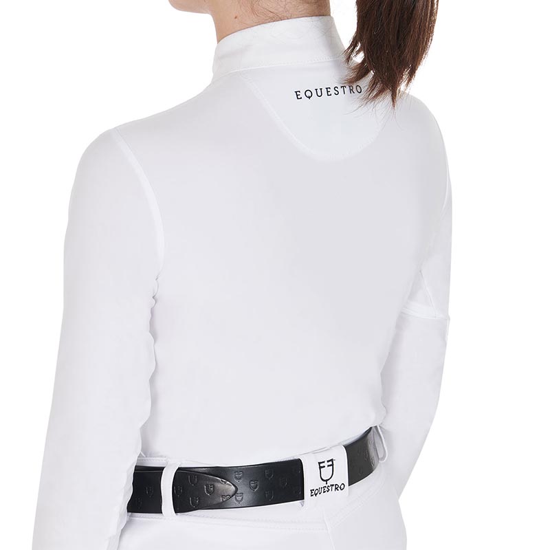 Competition polo equestro girl long sleeve with zip and mesh - 9737