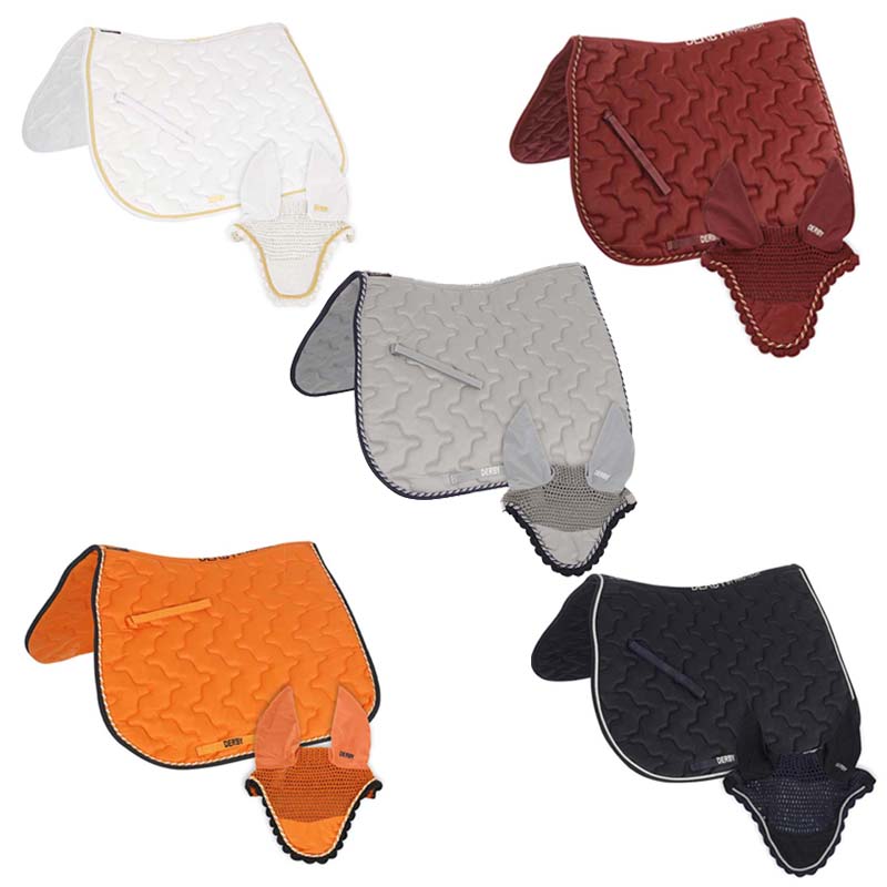 Set english saddle pad derby with cords with matching bonnet - 8172