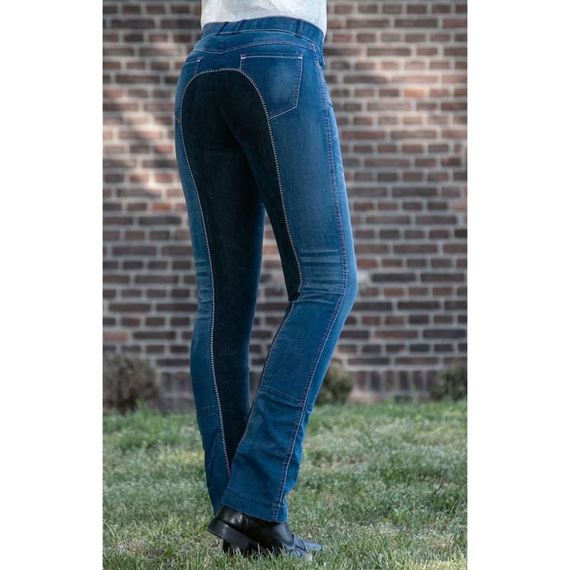 Riding stretch denim ladies jeans reinforced with suede - 4243