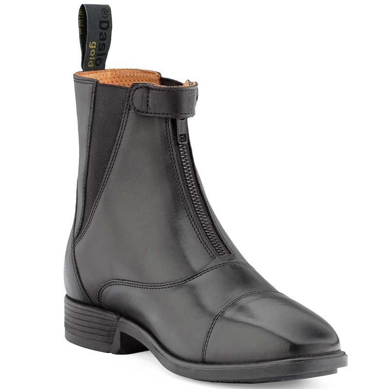Daslo gold riding ankle boots with zip in real leather - 3698