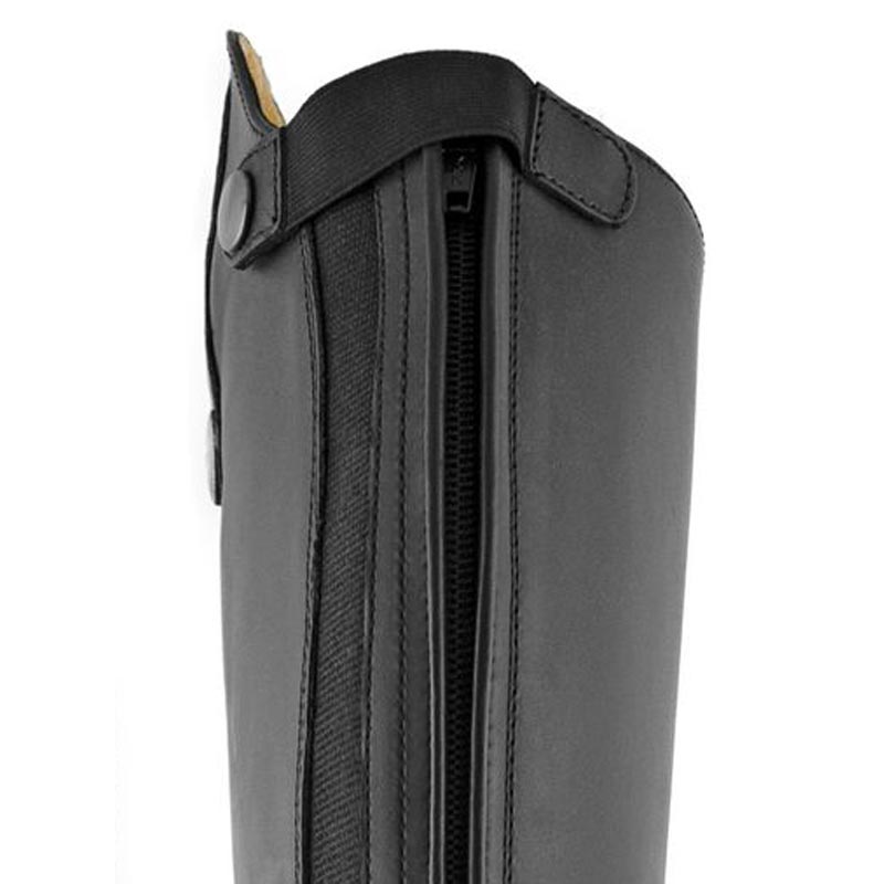 Derby riding boots in black leather with zip and laces - 3720