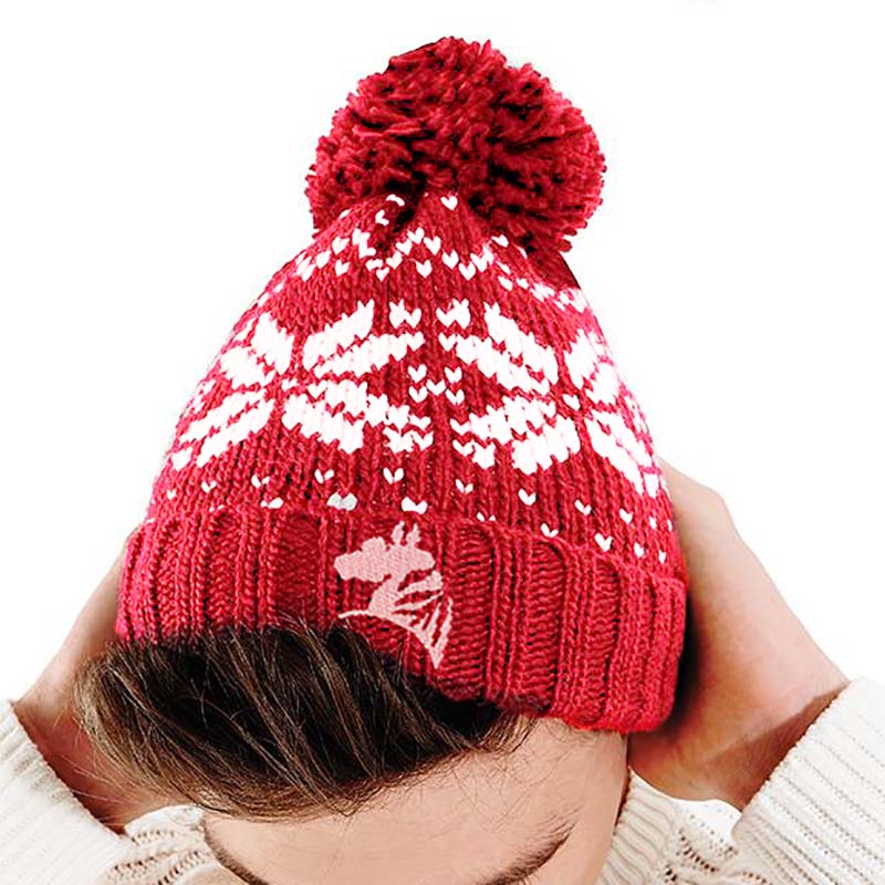 Unisex winter cap with pom-pom and my selleria embroidery - 0031