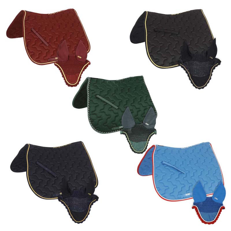 Set english saddle pad derby with cords with matching bonnet - 8172