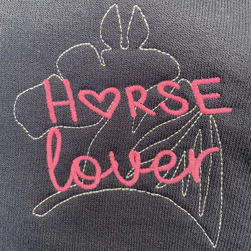 My selleria sweatshirt with zip horse lover embroidery - 0026