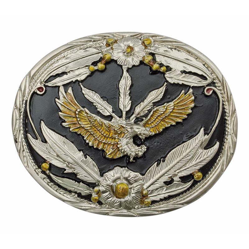 Western lakota various figures buckle - 4186