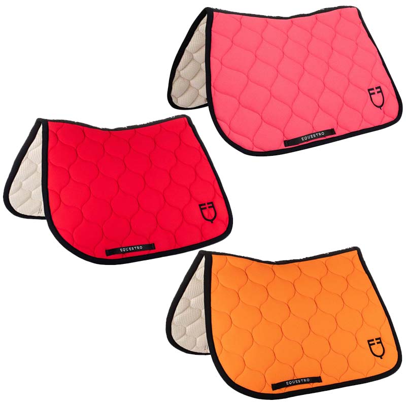 Equestro jumping saddle cloth perforated fabric black line edition - 3627