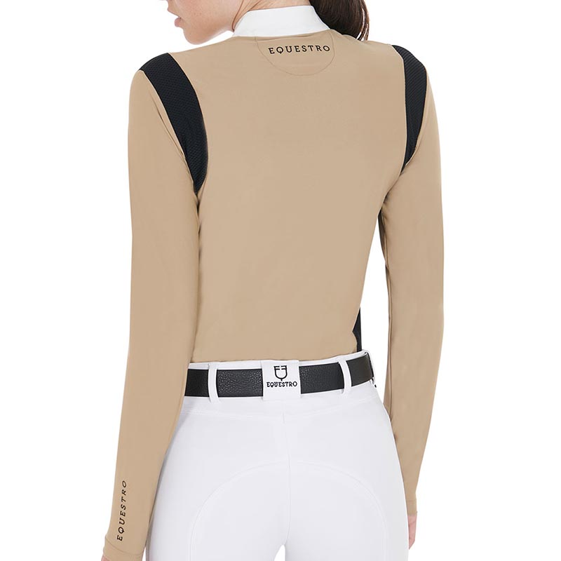 Equestro competition polo shirt for woman long sleeve with zip - 9735