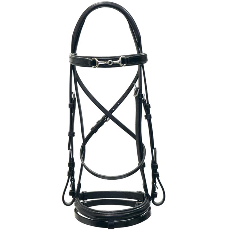 English leather bridle with bit shaped decorations rubber reins