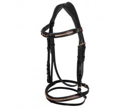 LEATHER ENGLISH BRIDLE WITH REINS SUPREME ROSE GOLD DETAILS - 2335