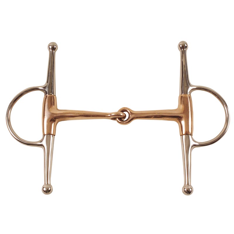 Stainless steel eggbutt full cheek bit with copper mouthpiece