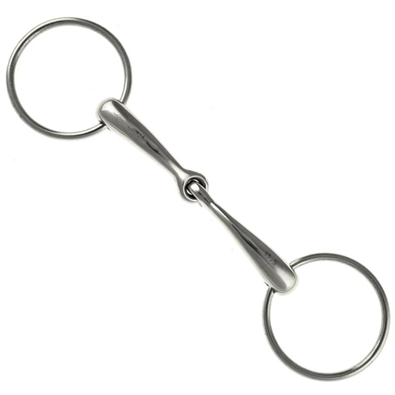 Snaffle jointed bit stainless steel full curved mouth