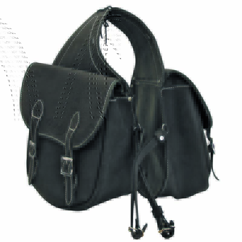 Rear saddlebag riding in suede leather