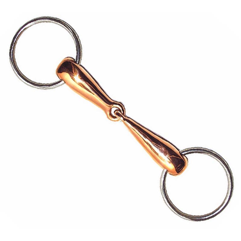 Ring snaffle hollow stainless steel with copper mouthpiece