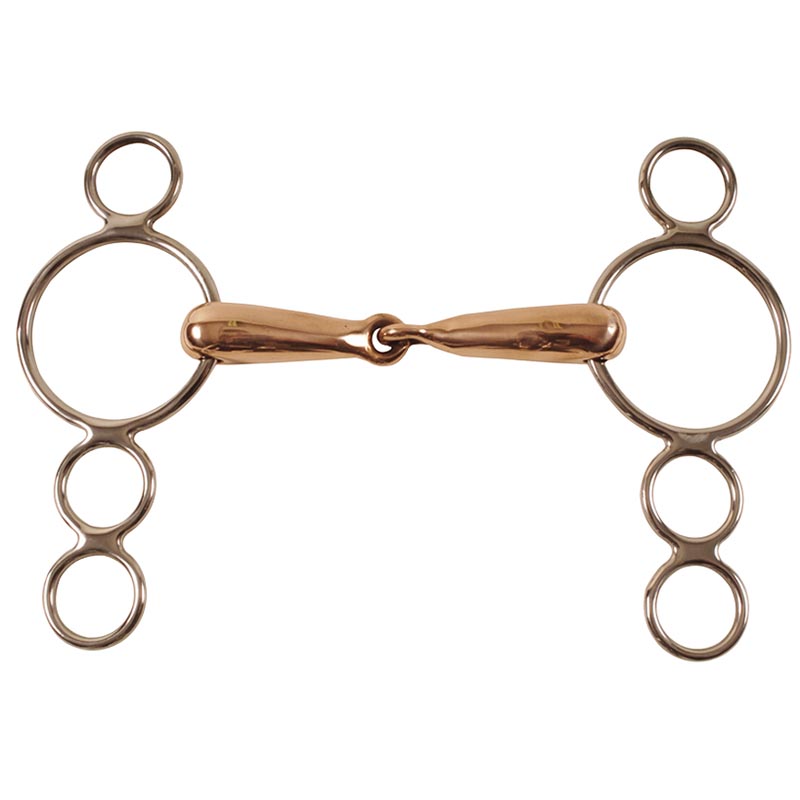 Continental gag bit 4-ring cheeks hollow stainelss steel copper mouthpiece