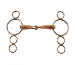CONTINENTAL GAG BIT 4-RING CHEEKS HOLLOW STAINELSS STEEL COPPER MOUTHPIECE - 2495