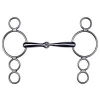 FULL STAINLESS STEEL CONTINENTAL GAG BIT 4-RING CHEEKS