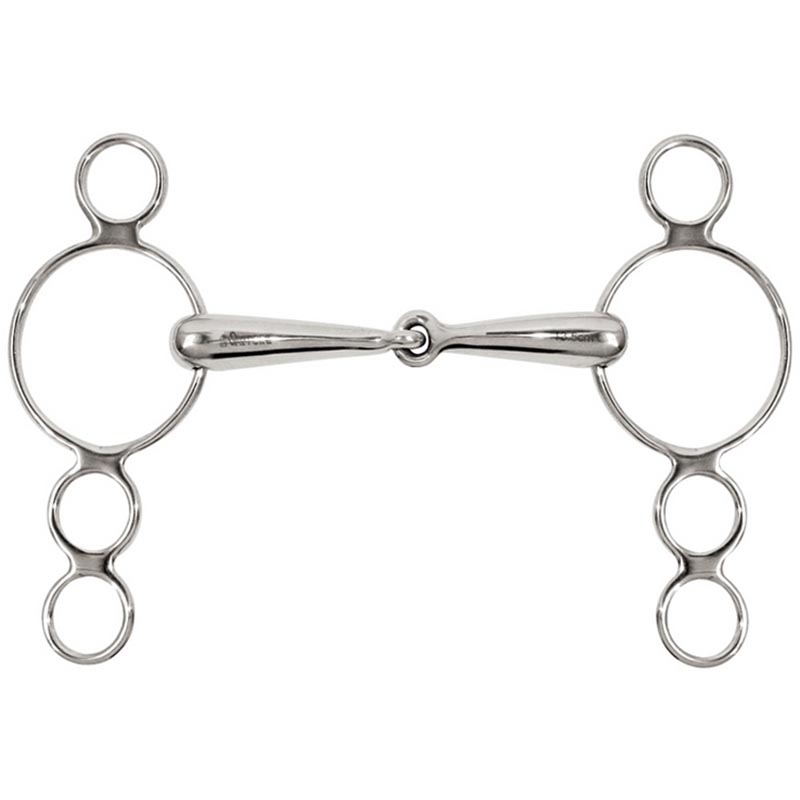 Hollow stainelss steel continental gag bit 4-ring cheks